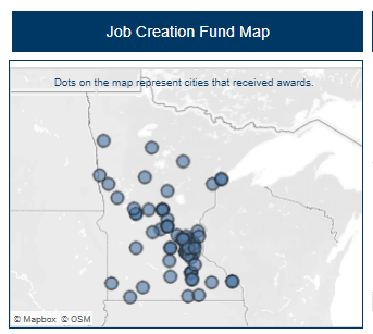 Minnesota Job Creation Fund funding map Opens in new window