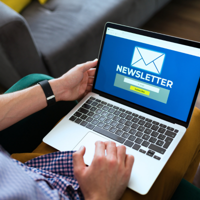 Newsletter on a computer.